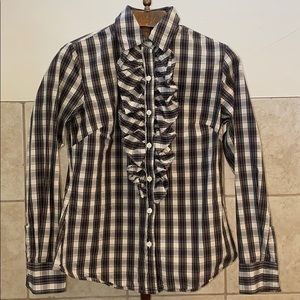 Gap plaid blouse with ruffles